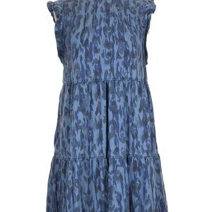 Anthropologie Blue A-line Midi Dress with Mock Neck